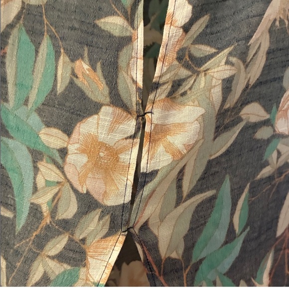 LC Lauren Conrad | Floral Blouse - Black and Green with 3/4 bell sleeves - Picture 11 of 12